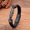 Fortune Jewel Tibetan Dzi Bead Protection Blessings Leather Bracelet