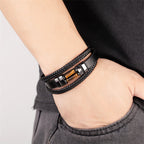 Fortune Jewel Tiger Eye Lazurite Hematite Picture Jasper Black Onyx Strength Multi-layer Leather Bracelet