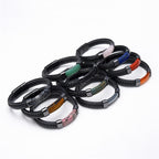 Fortune Jewel Lazurite Tiger Eye Rhodonite Hematite Black Onyx Stone Balance Leather Bracelet