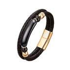 Fortune Jewel Green Aventurine Tiger Eye Green Agate Black Onyx Hematite Stone Luck Leather Magnetic Buckle Bracelet