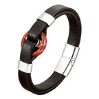 Fortune Jewel Round Green Aventurine Black Onyx Hematite Agate Rose Quartz Stone Balance Leather Magnetic Buckle Bracelet