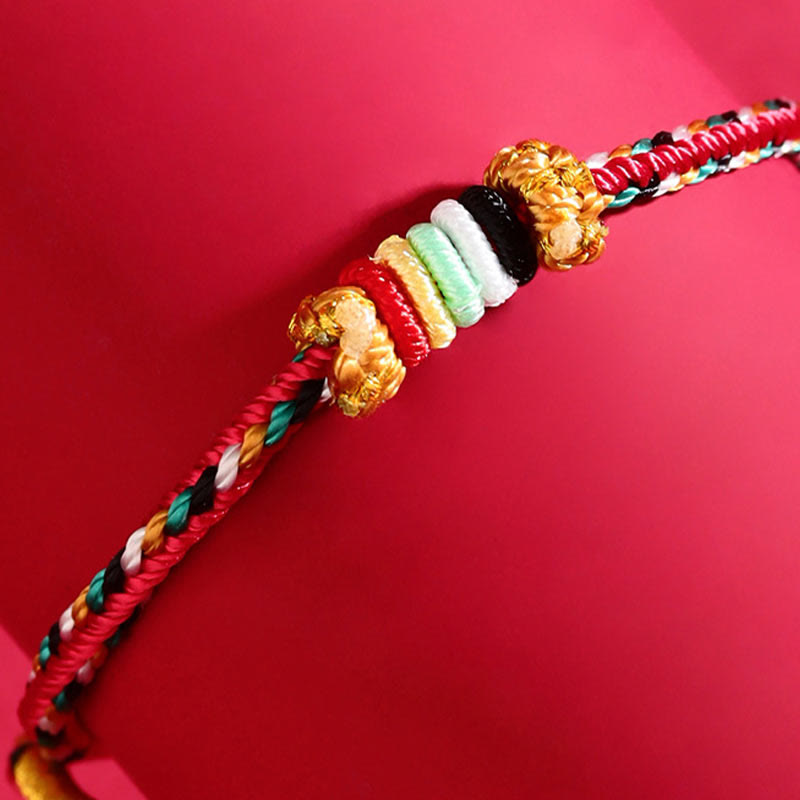 Fortune Jewel Five Elements Colorful String Completeness Knot Reef Knot Braid Luck Bracelet