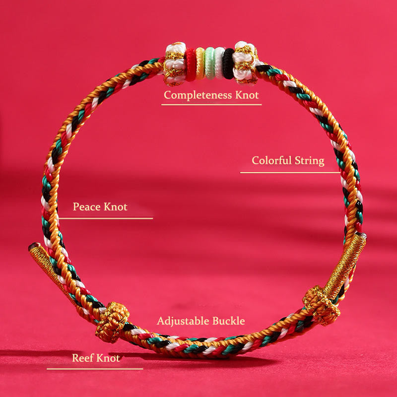 Fortune Jewel Five Elements Colorful String Completeness Knot Reef Knot Braid Luck Bracelet