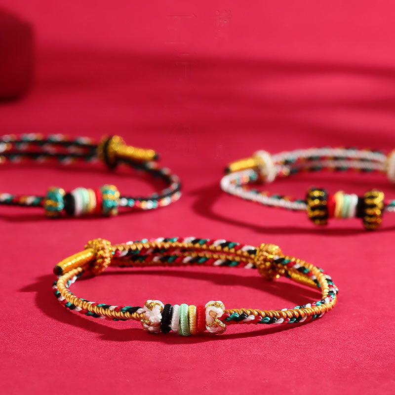 Fortune Jewel Five Elements Colorful String Completeness Knot Reef Knot Braid Luck Bracelet