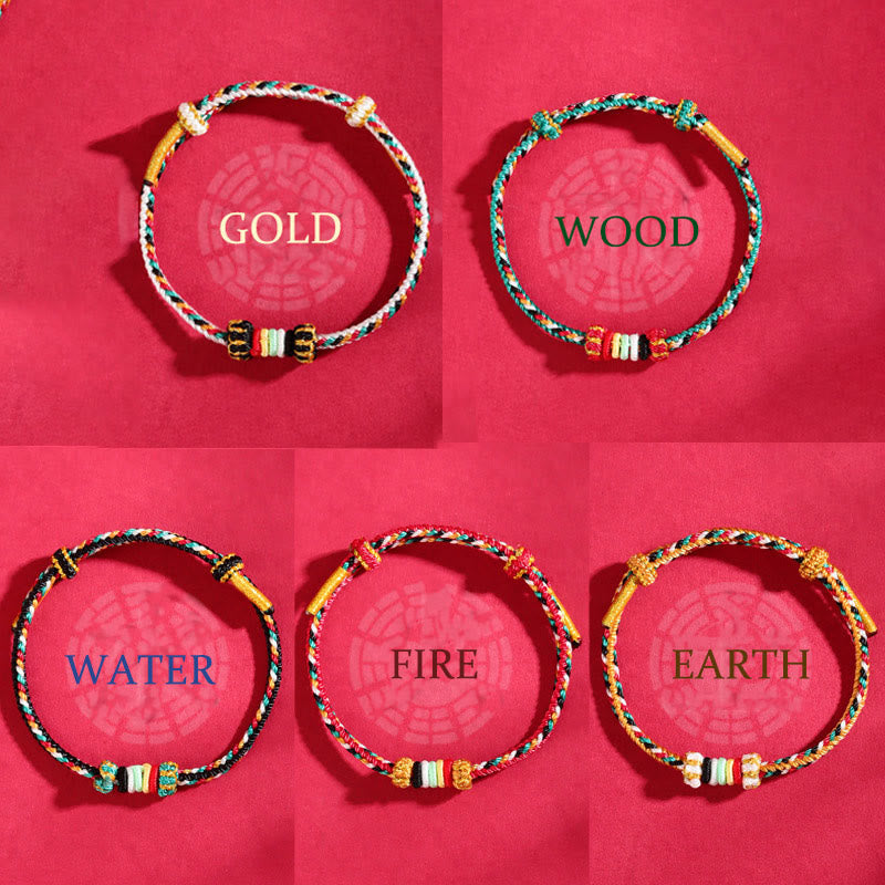 Fortune Jewel Five Elements Colorful String Completeness Knot Reef Knot Braid Luck Bracelet