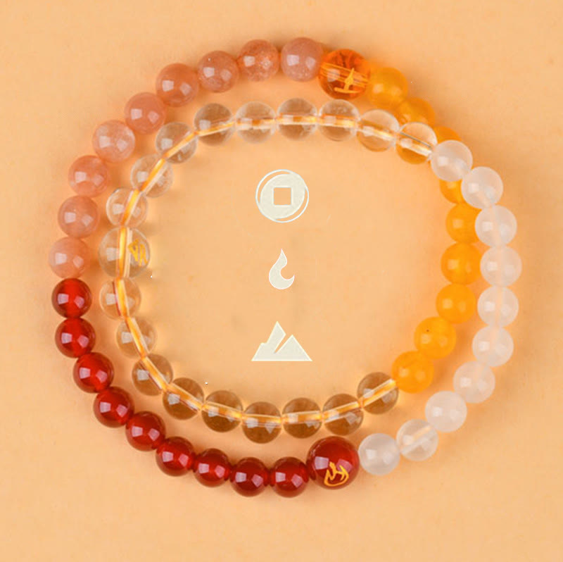Fortune Jewel Five Elements Various Crystal Agate Strawberry Quartz Wisdom Bracelet