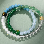 Fortune Jewel Five Elements Various Crystal Agate Strawberry Quartz Wisdom Bracelet