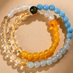 Fortune Jewel Five Elements Various Crystal Agate Strawberry Quartz Wisdom Bracelet