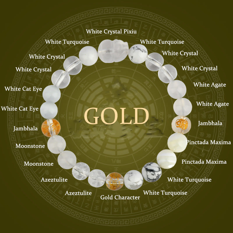 Fortune Jewel Five Elements Various Crystal Agate Pixiu Wealth Bracelet