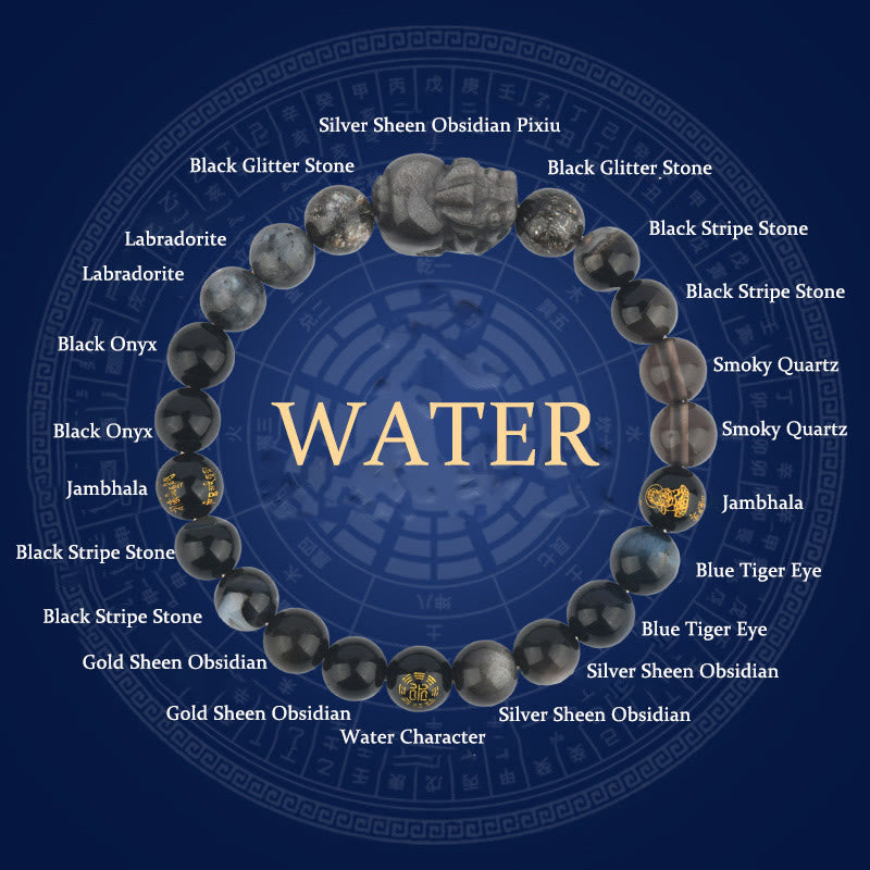 Fortune Jewel Five Elements Various Crystal Agate Pixiu Wealth Bracelet