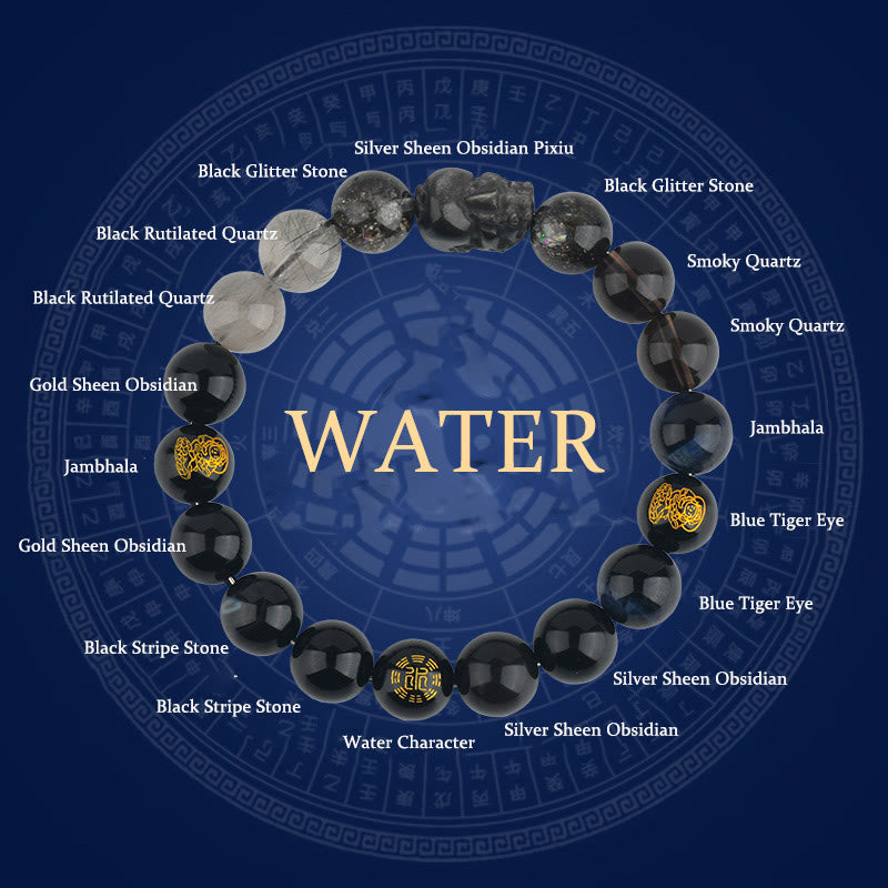 Fortune Jewel Five Elements Various Crystal Agate Pixiu Wealth Bracelet