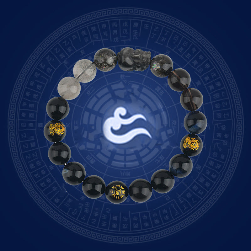 Fortune Jewel Five Elements Various Crystal Agate Pixiu Wealth Bracelet