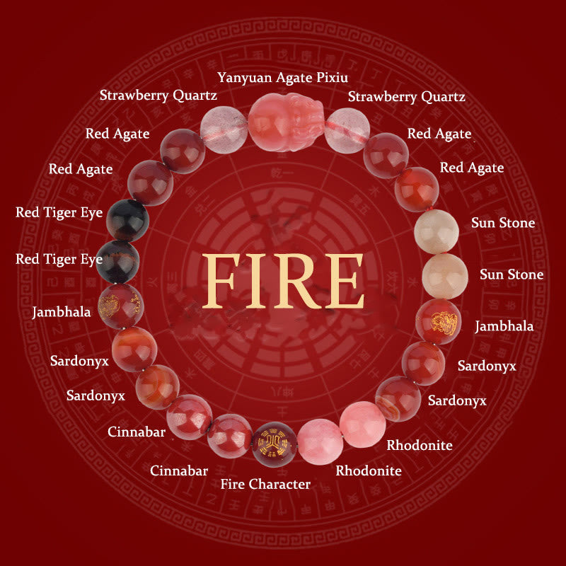 Fortune Jewel Five Elements Various Crystal Agate Pixiu Wealth Bracelet