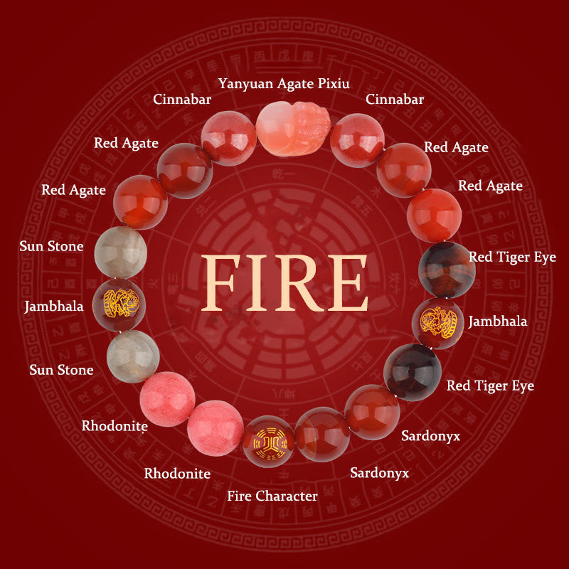 Fortune Jewel Five Elements Various Crystal Agate Pixiu Wealth Bracelet
