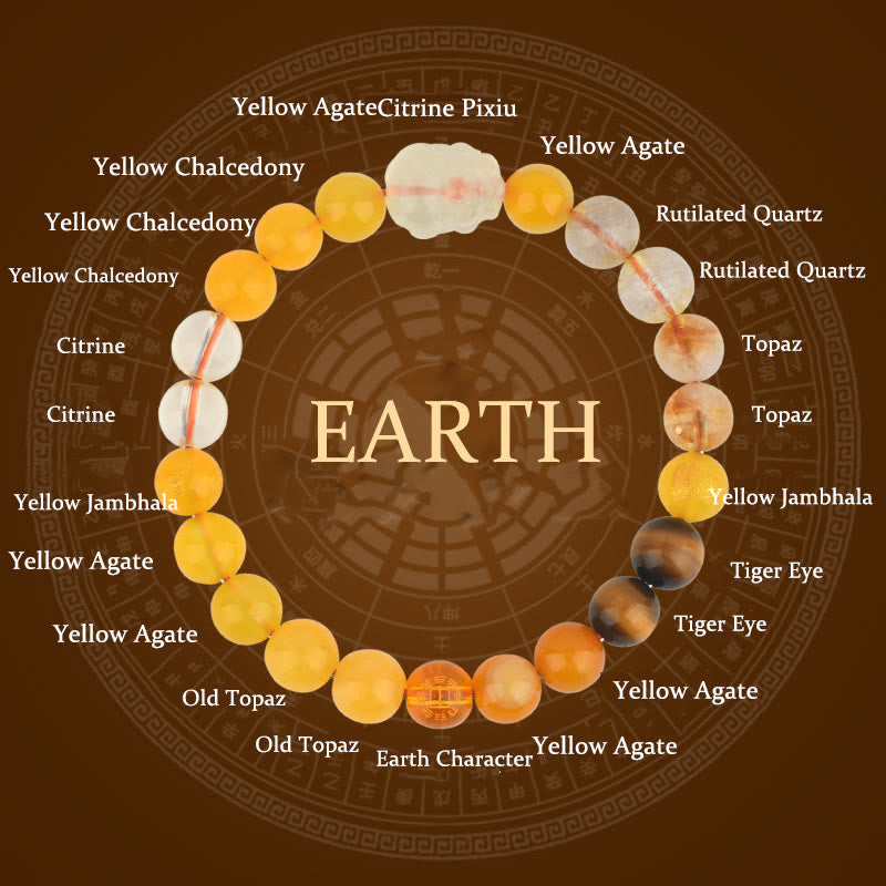 Fortune Jewel Five Elements Various Crystal Agate Pixiu Wealth Bracelet