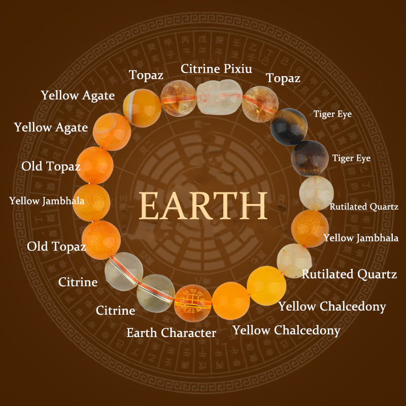 Fortune Jewel Five Elements Various Crystal Agate Pixiu Wealth Bracelet