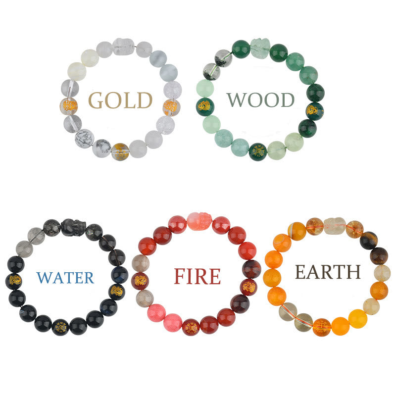 Fortune Jewel Five Elements Various Crystal Agate Pixiu Wealth Bracelet