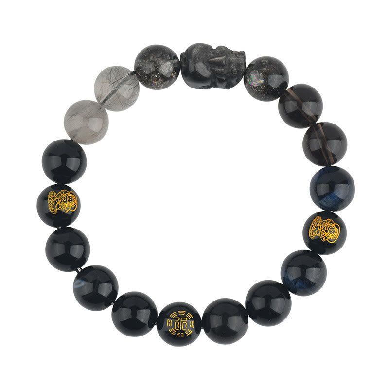 Fortune Jewel Five Elements Various Crystal Agate Pixiu Wealth Bracelet