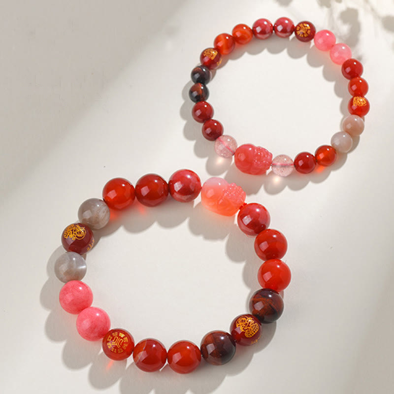 Fortune Jewel Five Elements Various Crystal Agate Pixiu Wealth Bracelet