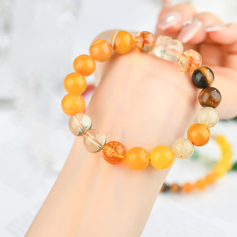 Fortune Jewel Five Elements Various Crystal Agate Pixiu Wealth Bracelet