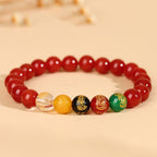 Fortune Jewel Five Elements Various Agate Jambhala Luck Bracelet