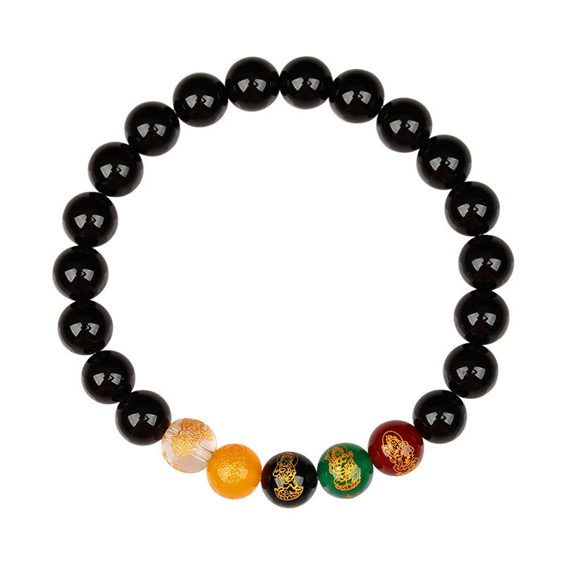 Fortune Jewel Five Elements Various Agate Jambhala Luck Bracelet