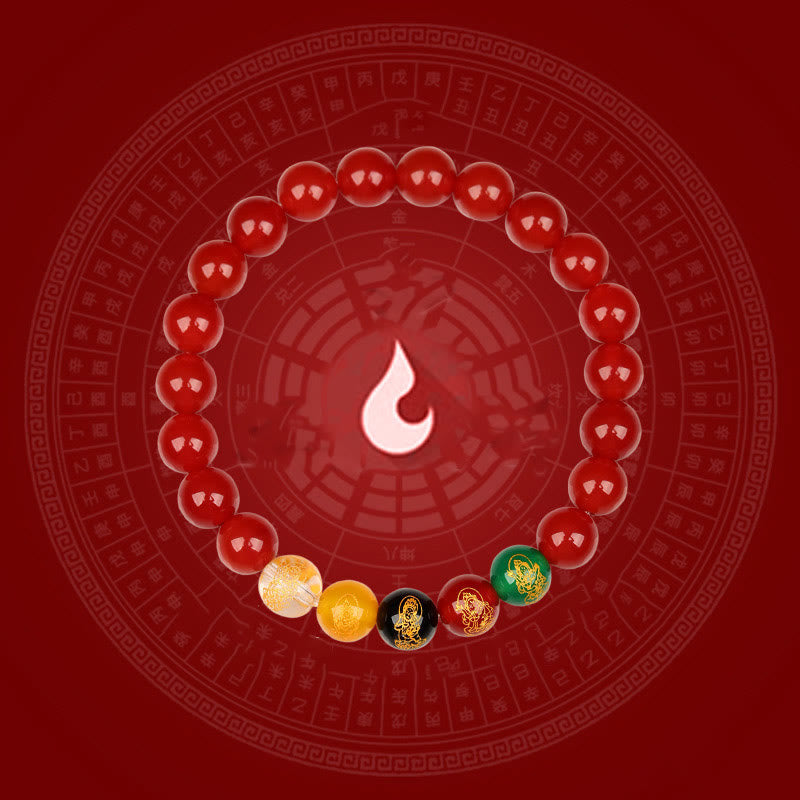 Fortune Jewel Five Elements Various Agate Jambhala Luck Bracelet