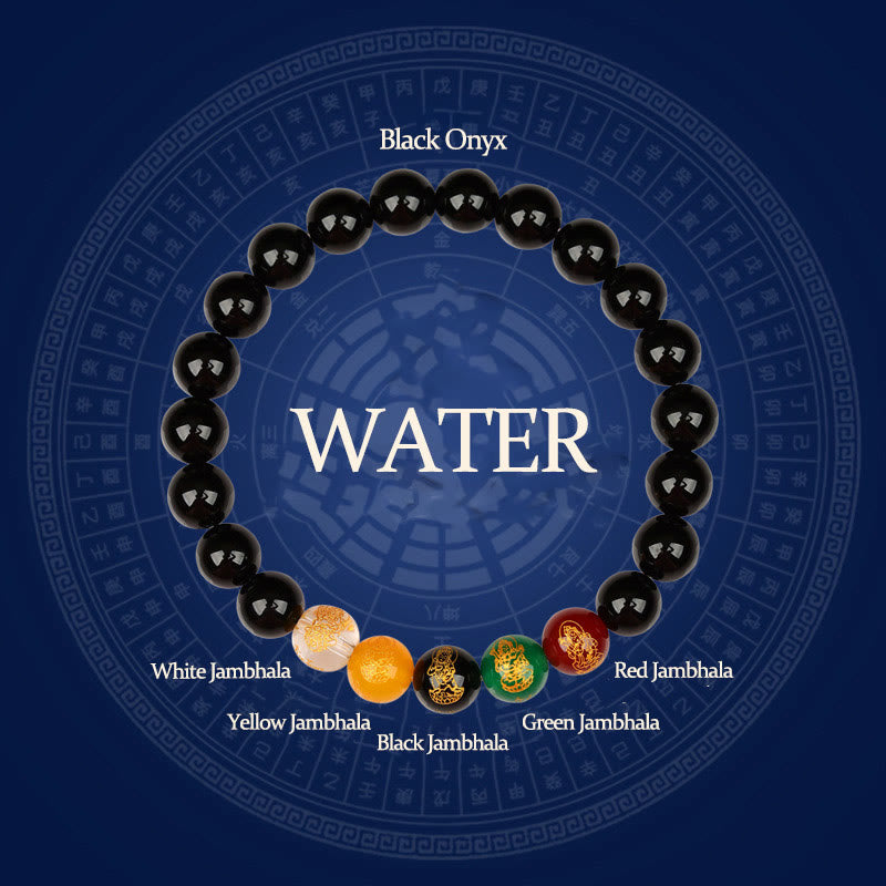 Fortune Jewel Five Elements Various Agate Jambhala Luck Bracelet