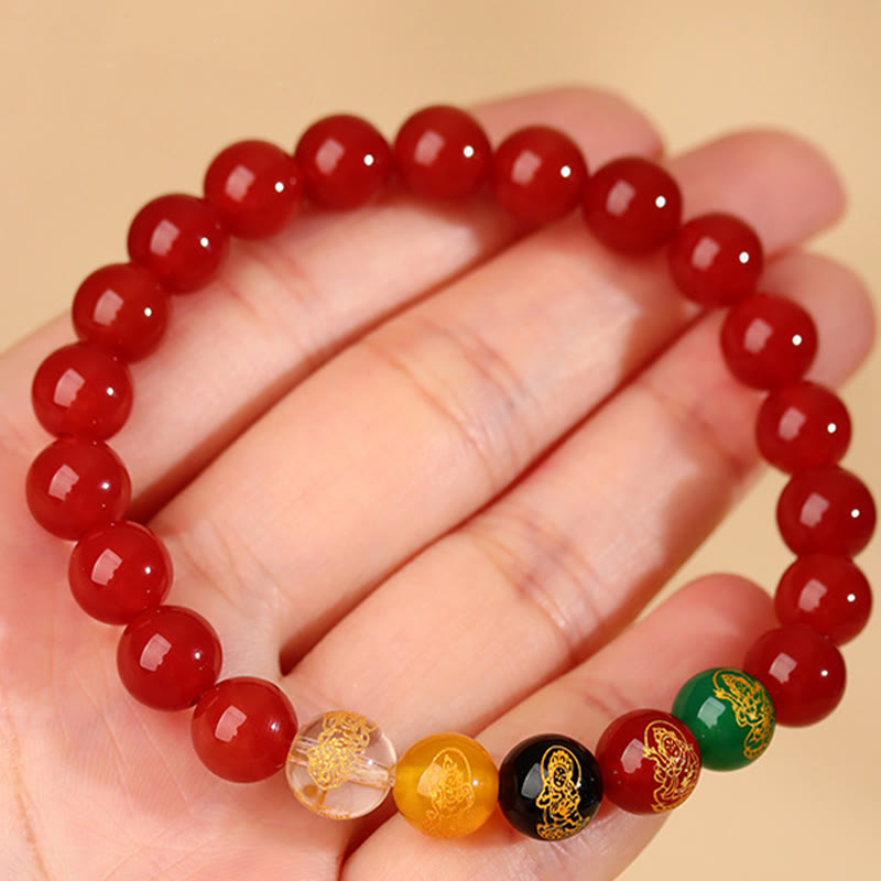 Fortune Jewel Five Elements Various Agate Jambhala Luck Bracelet