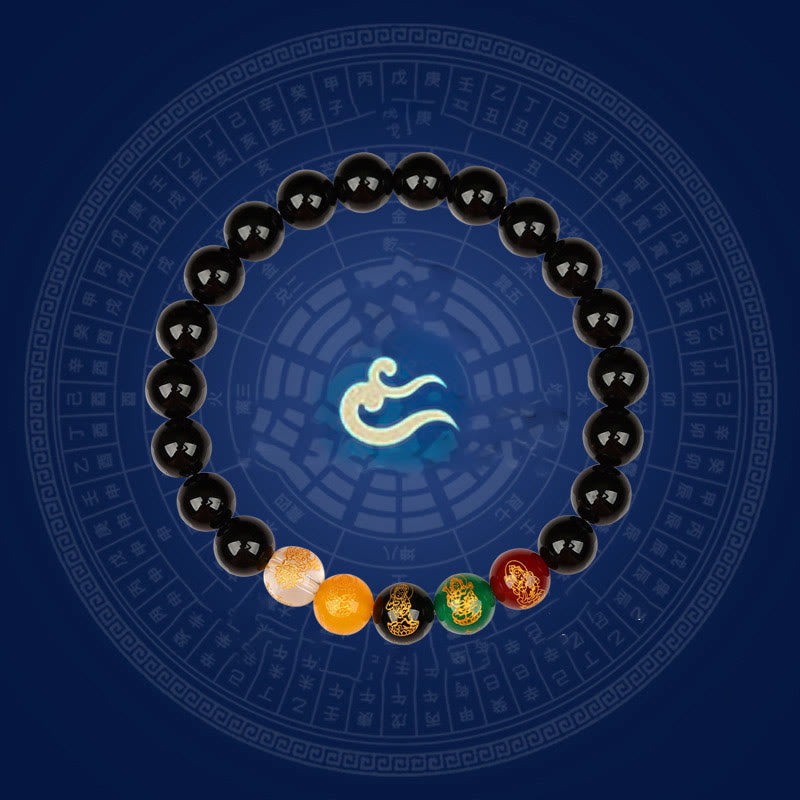 Fortune Jewel Five Elements Various Agate Jambhala Luck Bracelet
