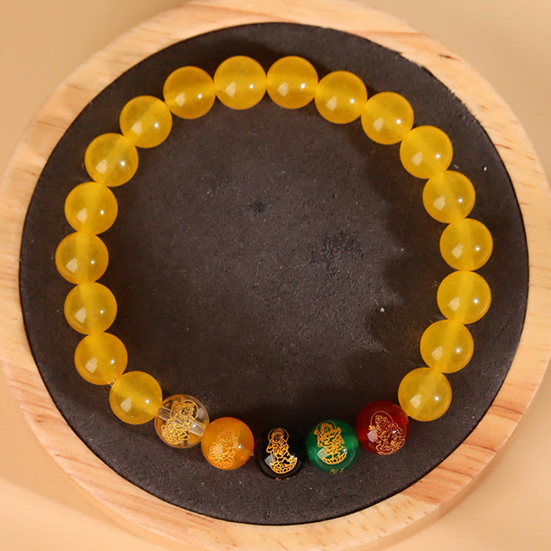 Fortune Jewel Five Elements Various Agate Jambhala Luck Bracelet