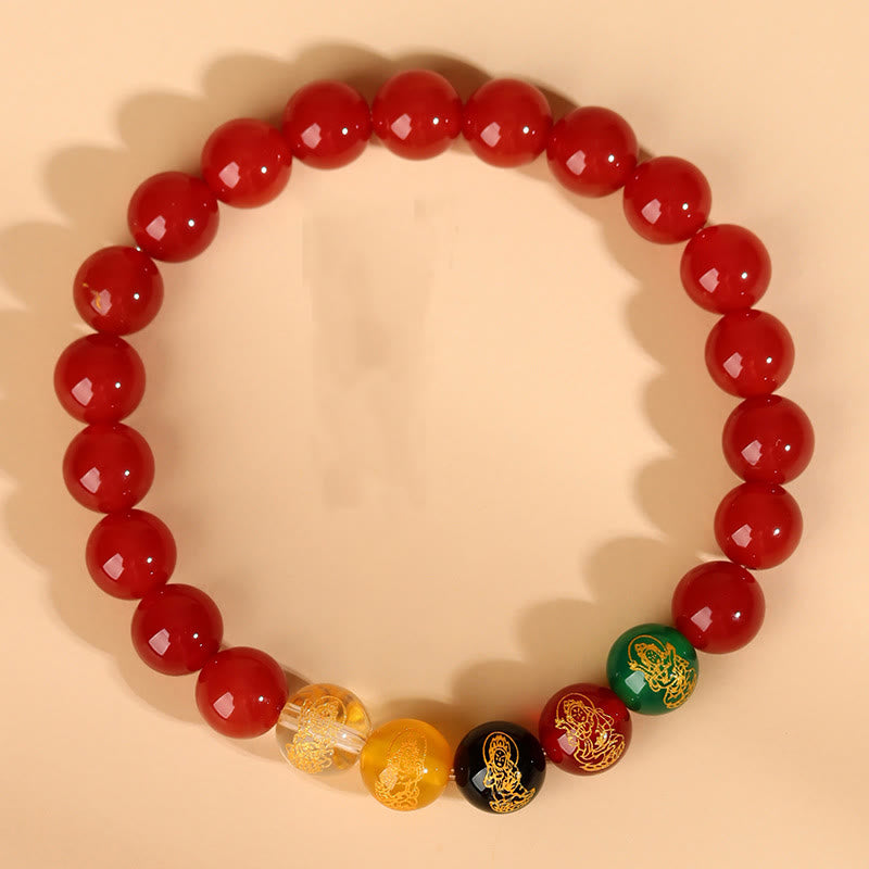 Fortune Jewel Five Elements Various Agate Jambhala Luck Bracelet