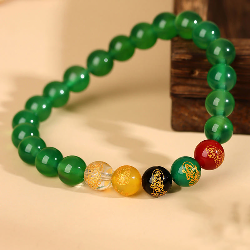 Fortune Jewel Five Elements Various Agate Jambhala Luck Bracelet