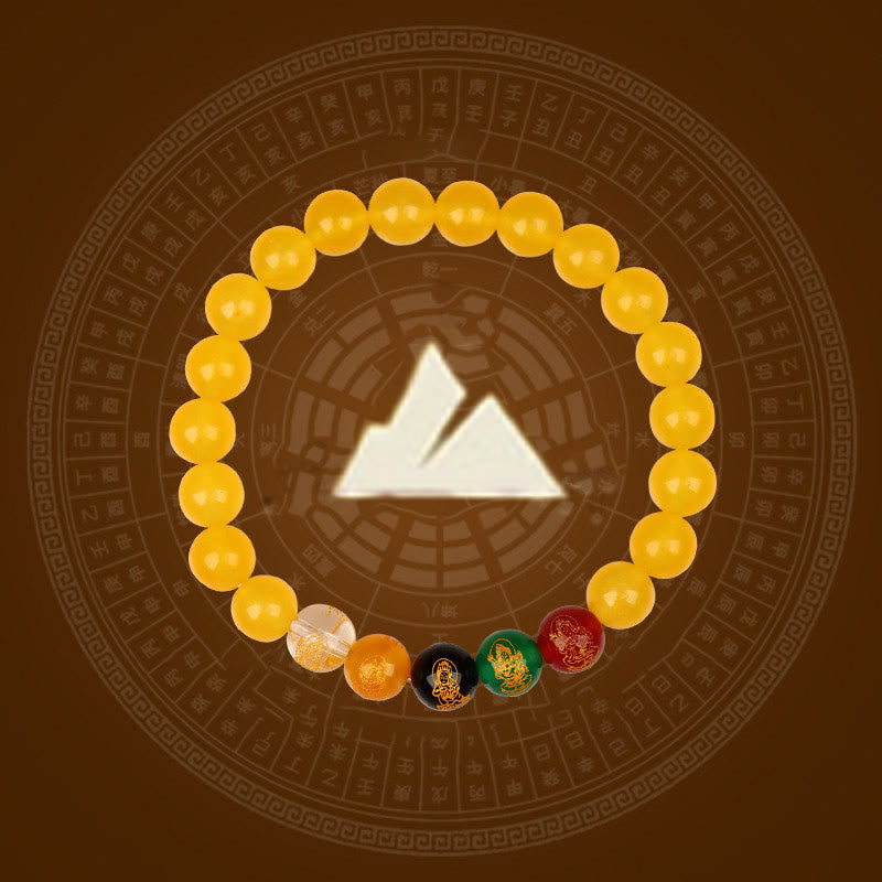 Fortune Jewel Five Elements Various Agate Jambhala Luck Bracelet