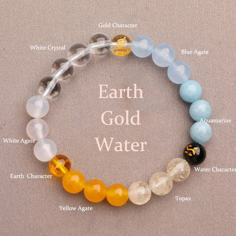 Fortune Jewel Five Elements Various Agate Crystal Sun Stone Wisdom Bracelet