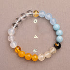 Fortune Jewel Five Elements Various Agate Crystal Sun Stone Wisdom Bracelet
