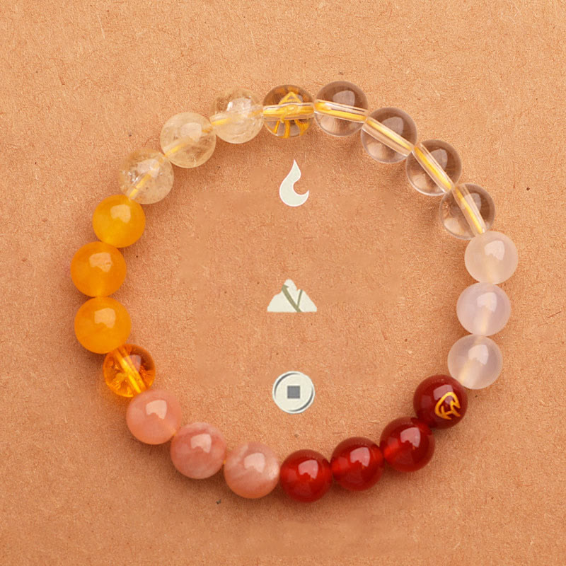 Fortune Jewel Five Elements Various Agate Crystal Sun Stone Wisdom Bracelet
