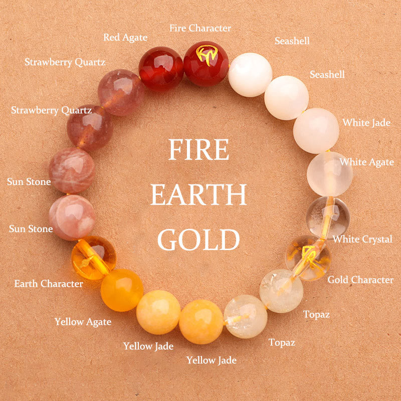 Fortune Jewel Five Elements Various Agate Crystal Sun Stone Wisdom Bracelet
