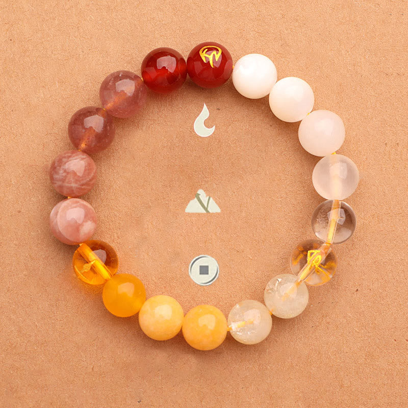 Fortune Jewel Five Elements Various Agate Crystal Sun Stone Wisdom Bracelet