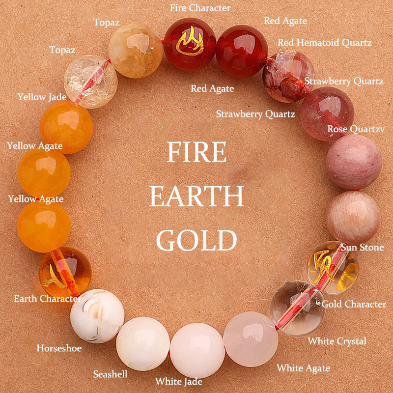 Fortune Jewel Five Elements Various Agate Crystal Sun Stone Wisdom Bracelet