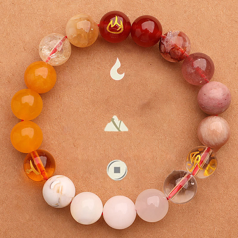 Fortune Jewel Five Elements Various Agate Crystal Sun Stone Wisdom Bracelet