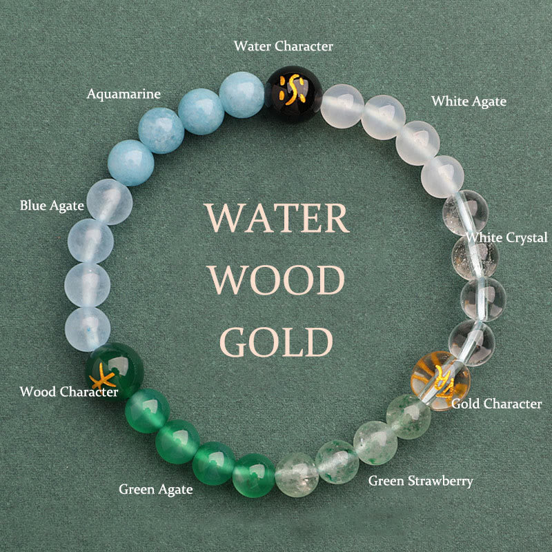 Fortune Jewel Five Elements Various Agate Crystal Sun Stone Wisdom Bracelet