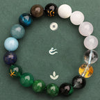Fortune Jewel Five Elements Various Agate Crystal Sun Stone Wisdom Bracelet