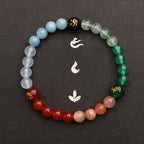 Fortune Jewel Five Elements Various Agate Crystal Sun Stone Wisdom Bracelet