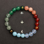 Fortune Jewel Five Elements Various Agate Crystal Sun Stone Wisdom Bracelet