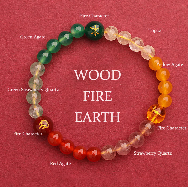 Fortune Jewel Five Elements Various Agate Crystal Sun Stone Wisdom Bracelet