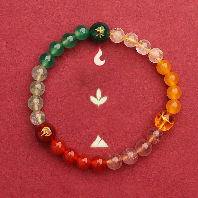 Fortune Jewel Five Elements Various Agate Crystal Sun Stone Wisdom Bracelet
