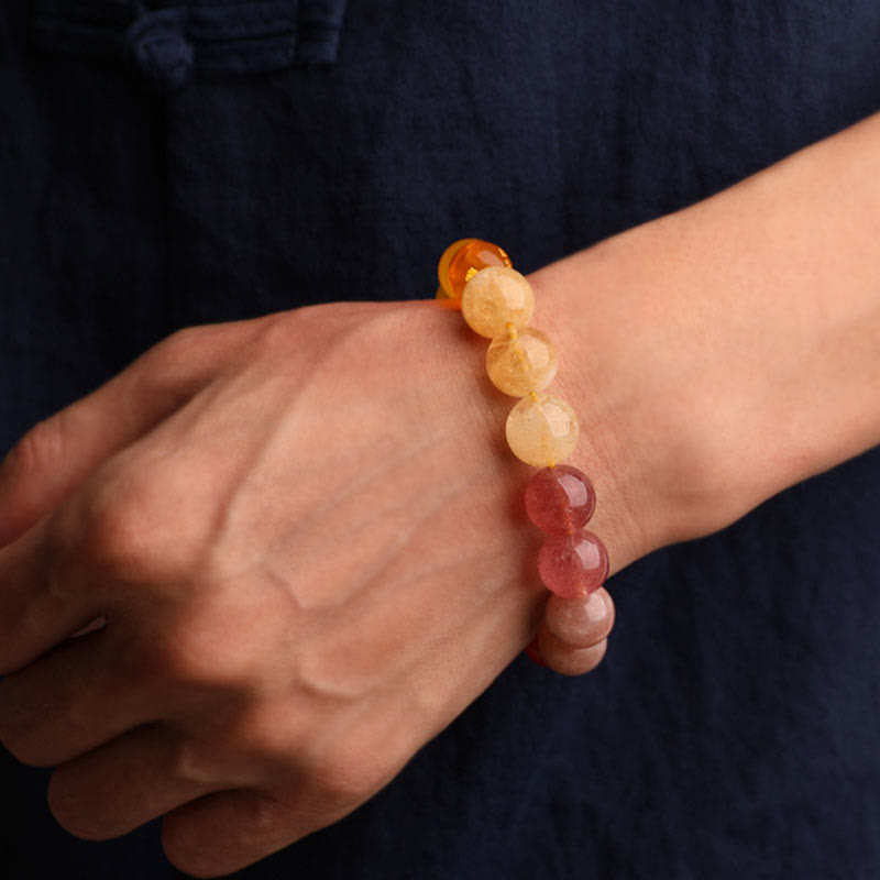 Fortune Jewel Five Elements Various Agate Crystal Sun Stone Wisdom Bracelet