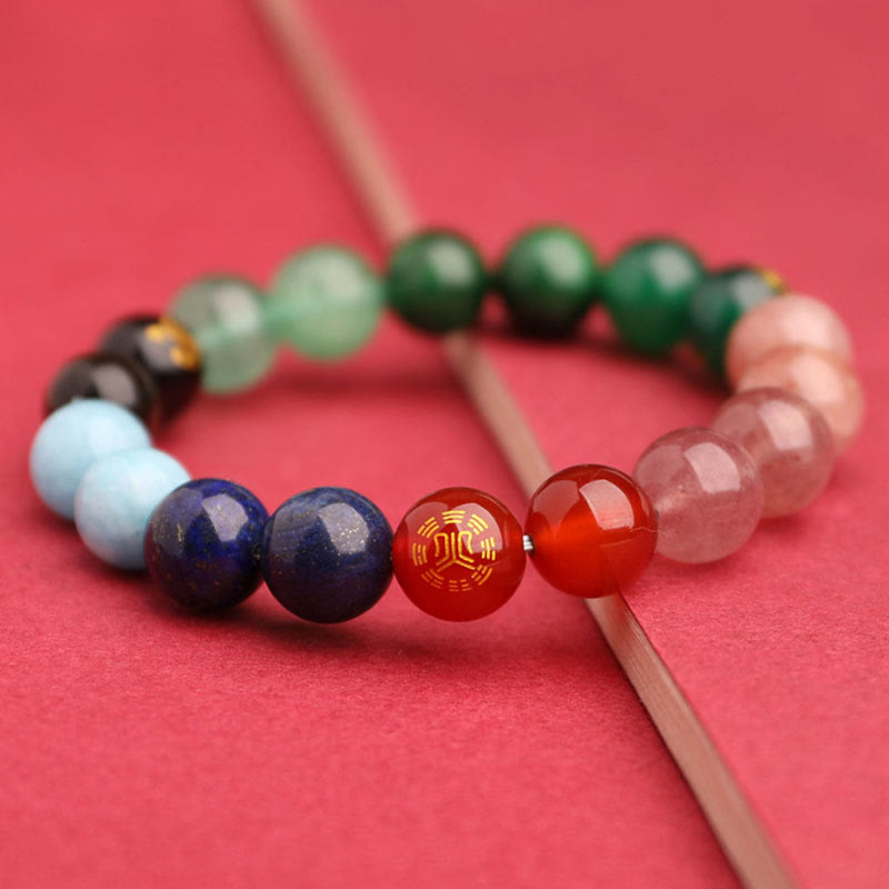 Fortune Jewel Five Elements Various Agate Crystal Sun Stone Wisdom Bracelet