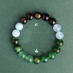 Fortune Jewel Five Elements Various Agate Crystal Black Onyx Green Chalcedony Aquamarine Wisdom Bracelet